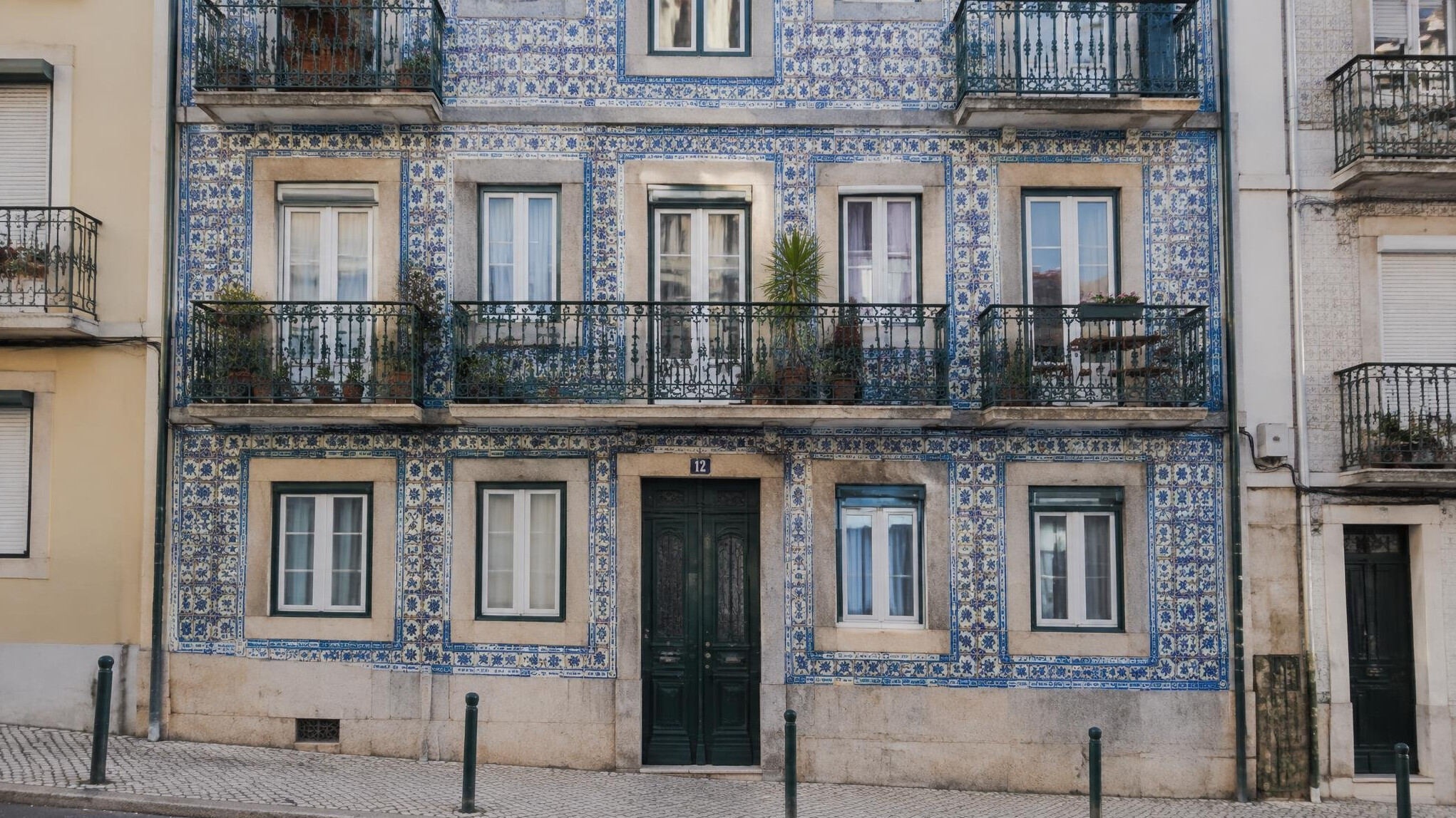 Residential apartment building facade in a Portuguese city