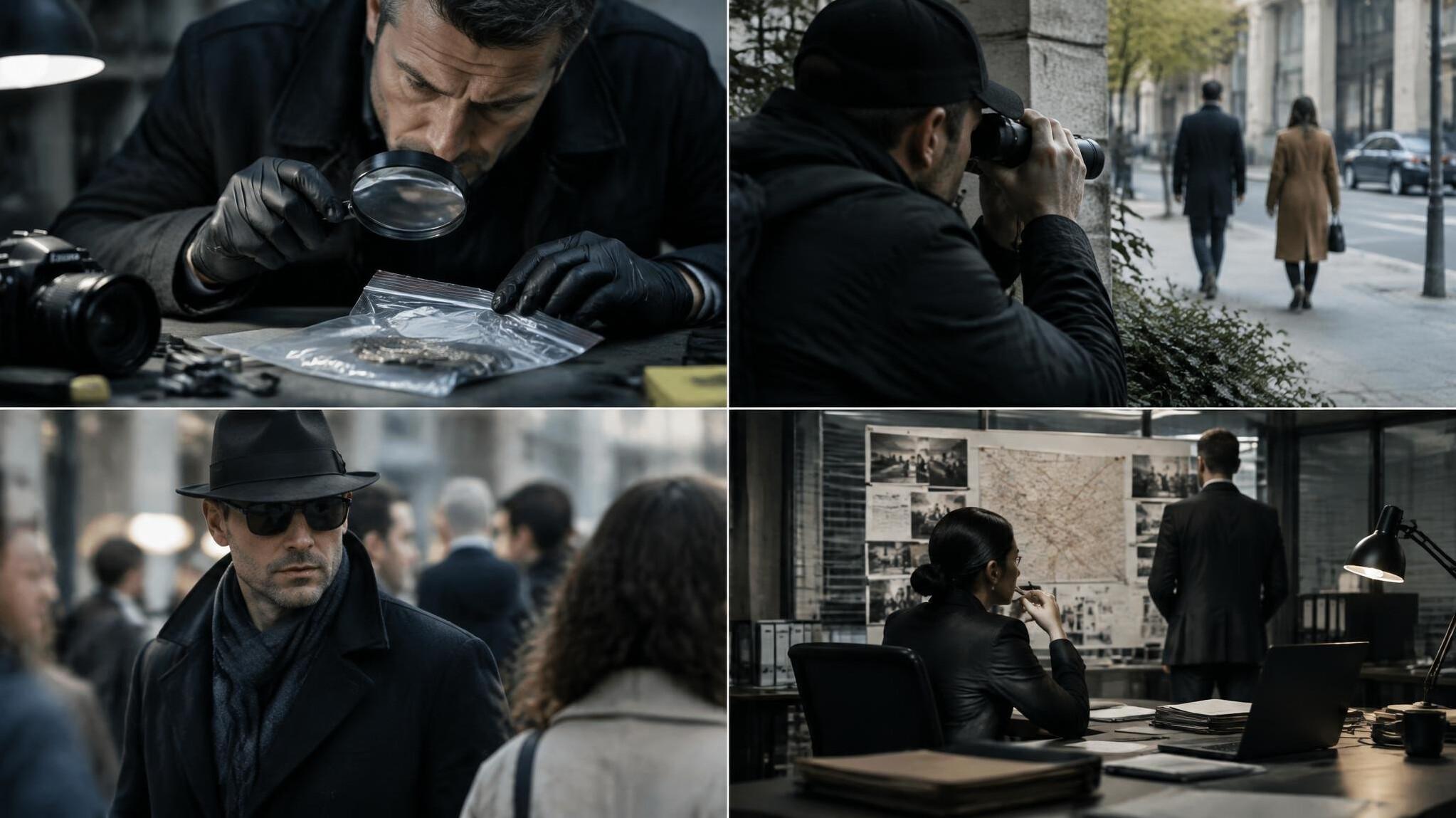 private investigator examining evidence