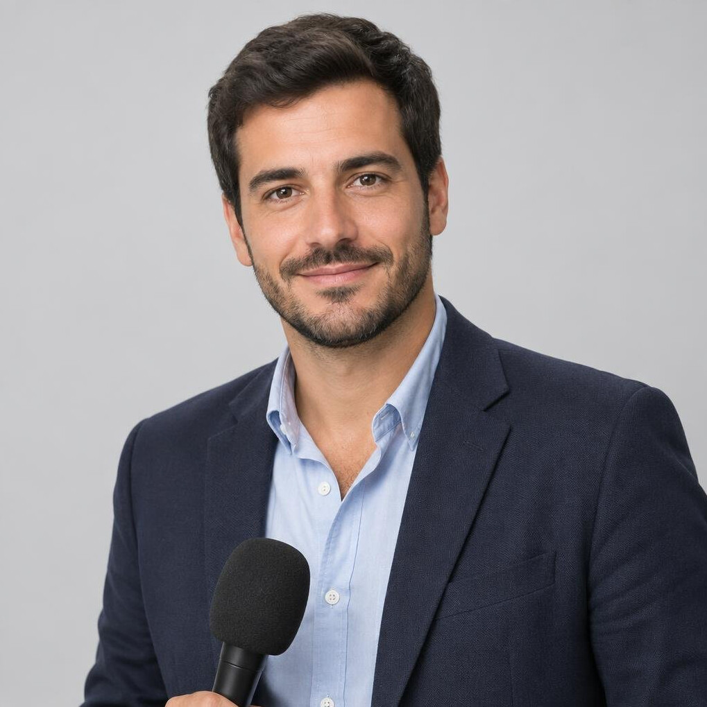 Studio portrait of a Portuguese man in his thirties with a beard
